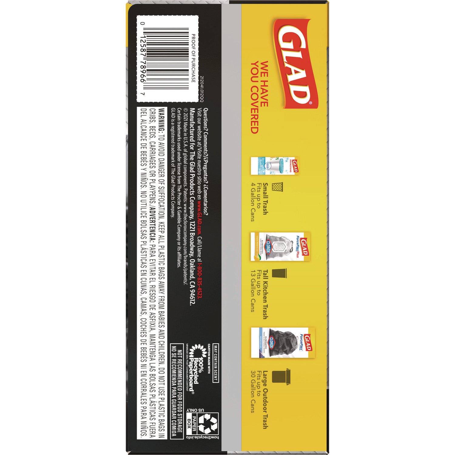 Drawstring Large Trash Bags, 30 gal, 1.05 mil, 30" x 33", Black, 15/Box - 7