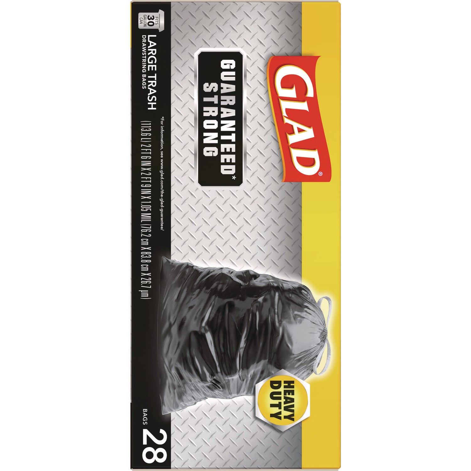Drawstring Large Trash Bags, 30 gal, 1.05 mil, 30" x 33", Black, 15/Box - 8