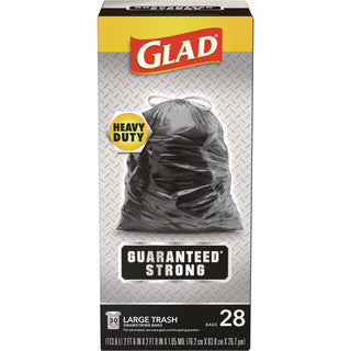 Drawstring Large Trash Bags, 30 gal, 1.05 mil, 30" x 33", Black, 15/Box - 1