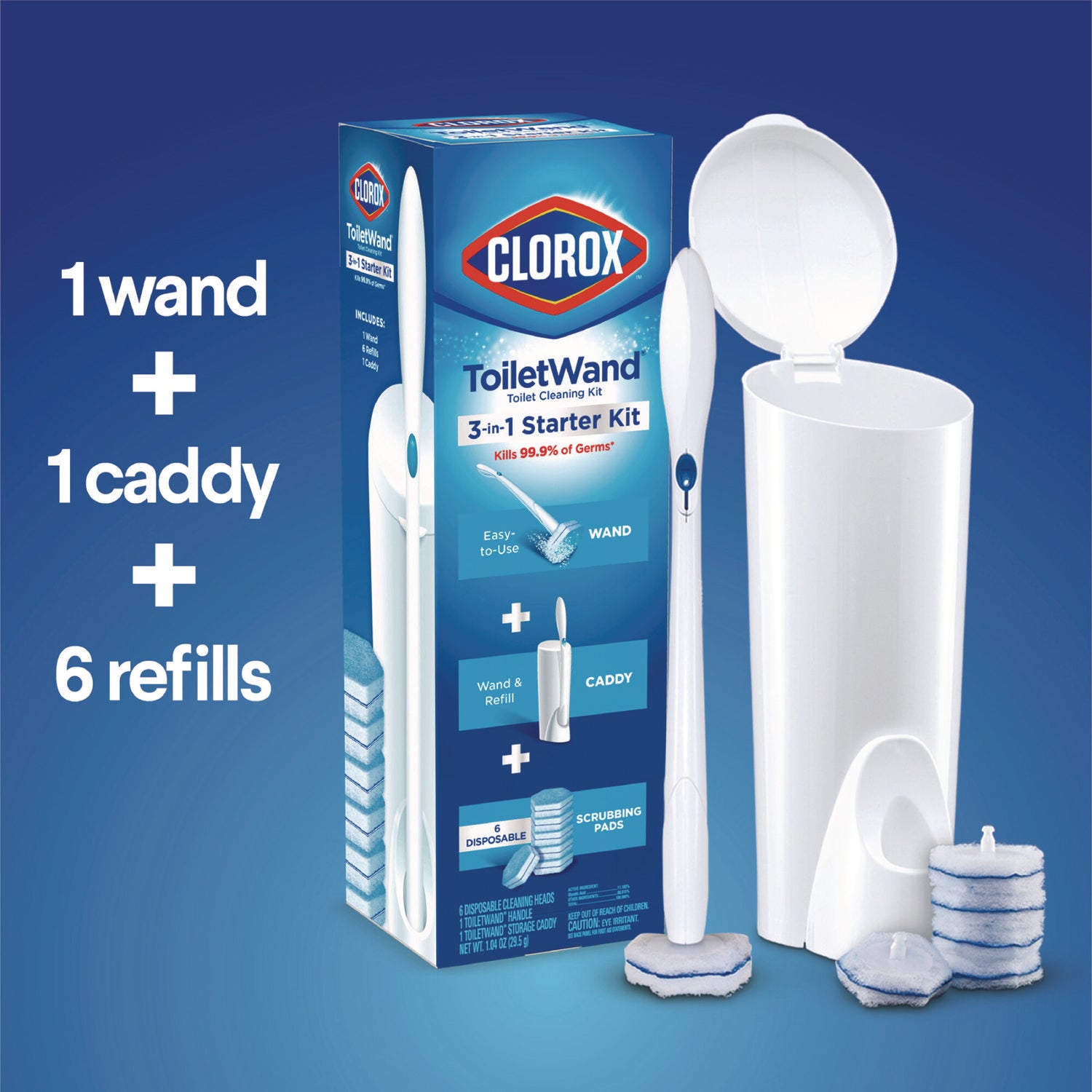 ToiletWand Disposable Toilet Cleaning System: Handle, Caddy and Refills, White - 5