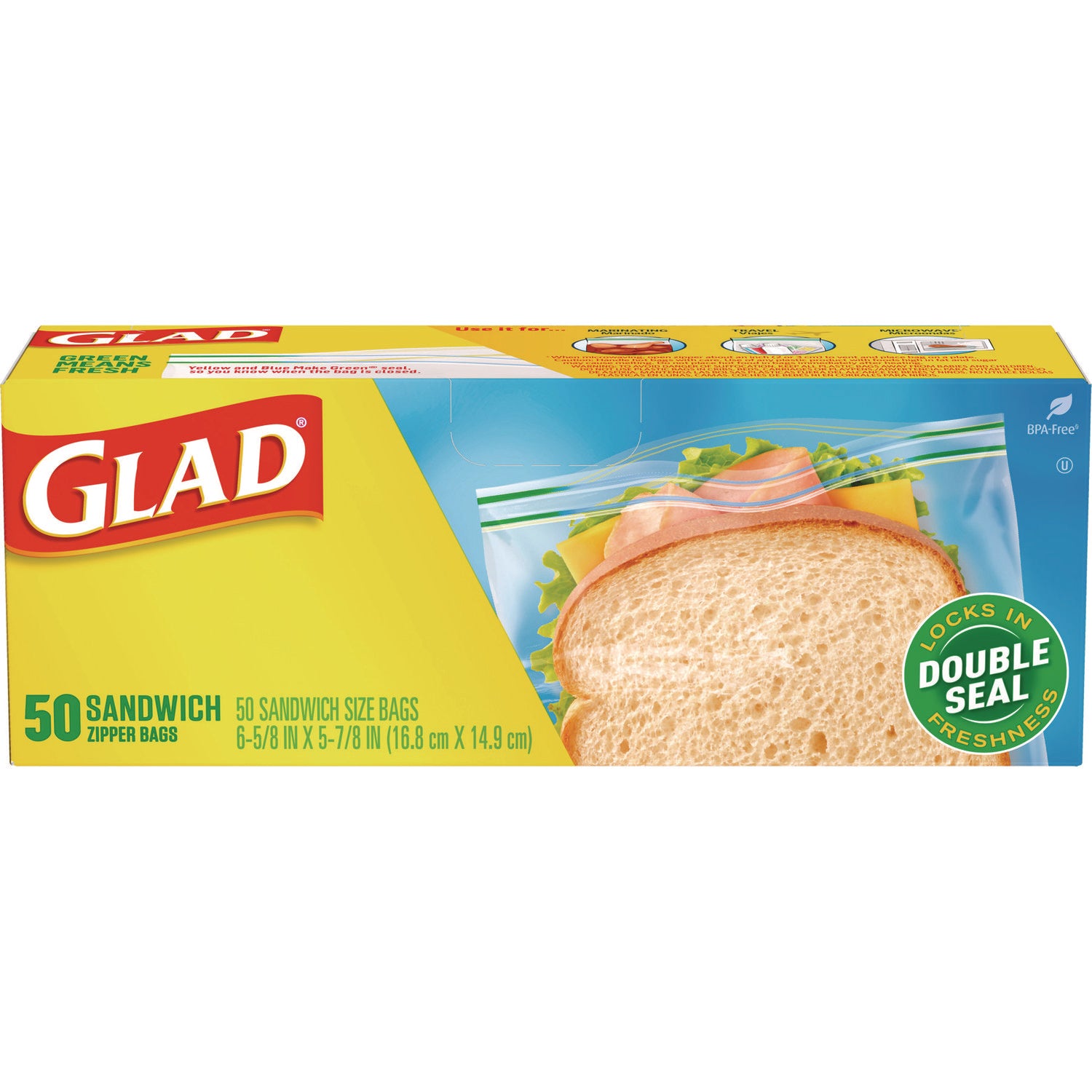 Sandwich Zipper Bags, 6.63" x 8", Clear, 600/Carton - 1