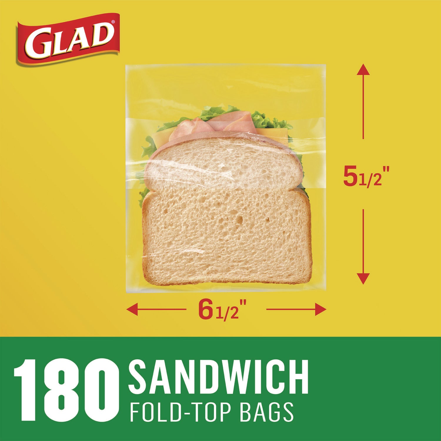 Fold-Top Sandwich Bags, 6.5" x 5.5", Clear, 180/Box, 12 Boxes/Carton - 5