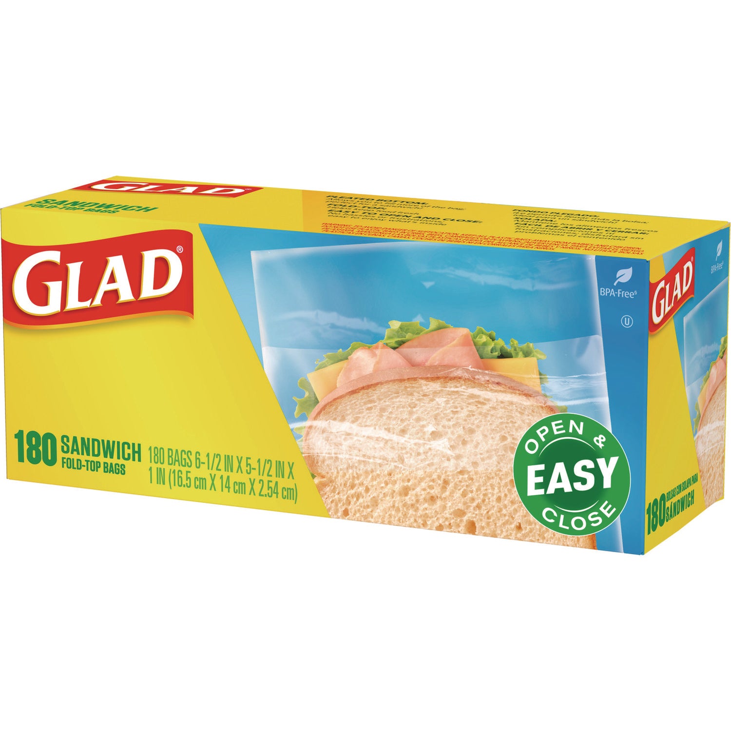 Fold-Top Sandwich Bags, 6.5" x 5.5", Clear, 180/Box, 12 Boxes/Carton - 7