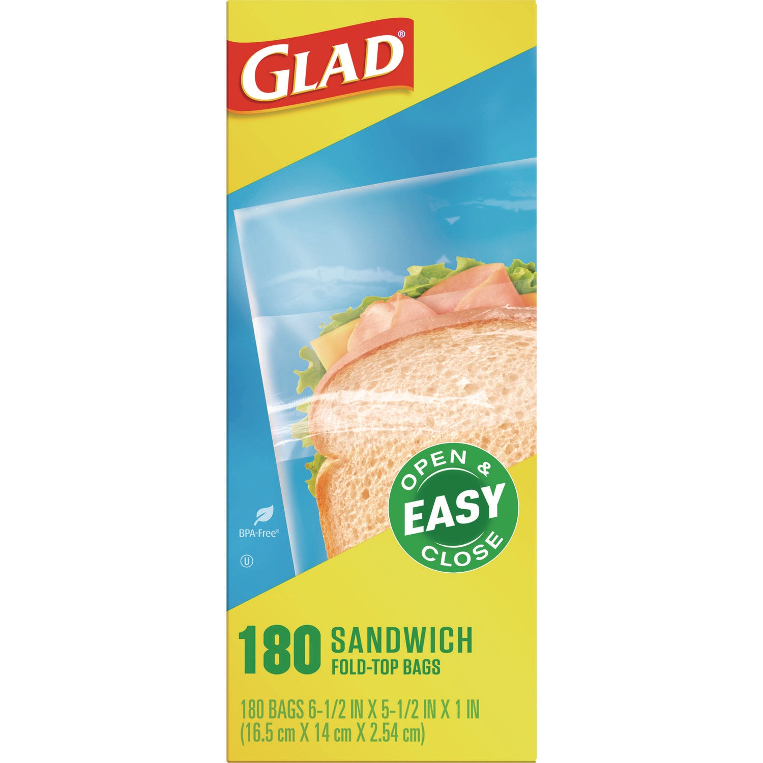 Fold-Top Sandwich Bags, 6.5" x 5.5", Clear, 180/Box, 12 Boxes/Carton - 8