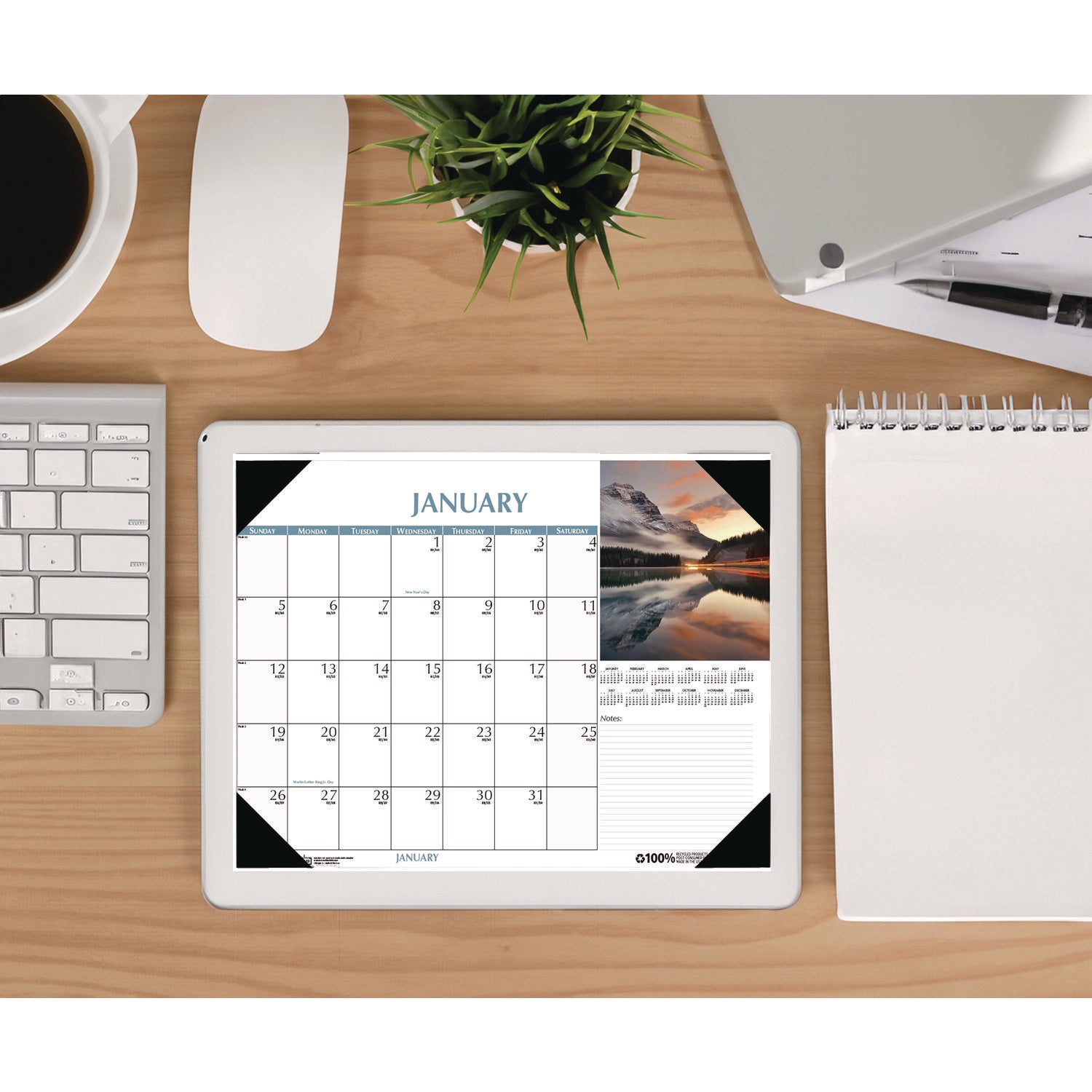 Earthscapes Scenic Desk Pad Calendar, Scenic Photos, 18.5 x 13, White Sheets, Black Binding/Corners,12-Month (Jan-Dec): 2024 - 4