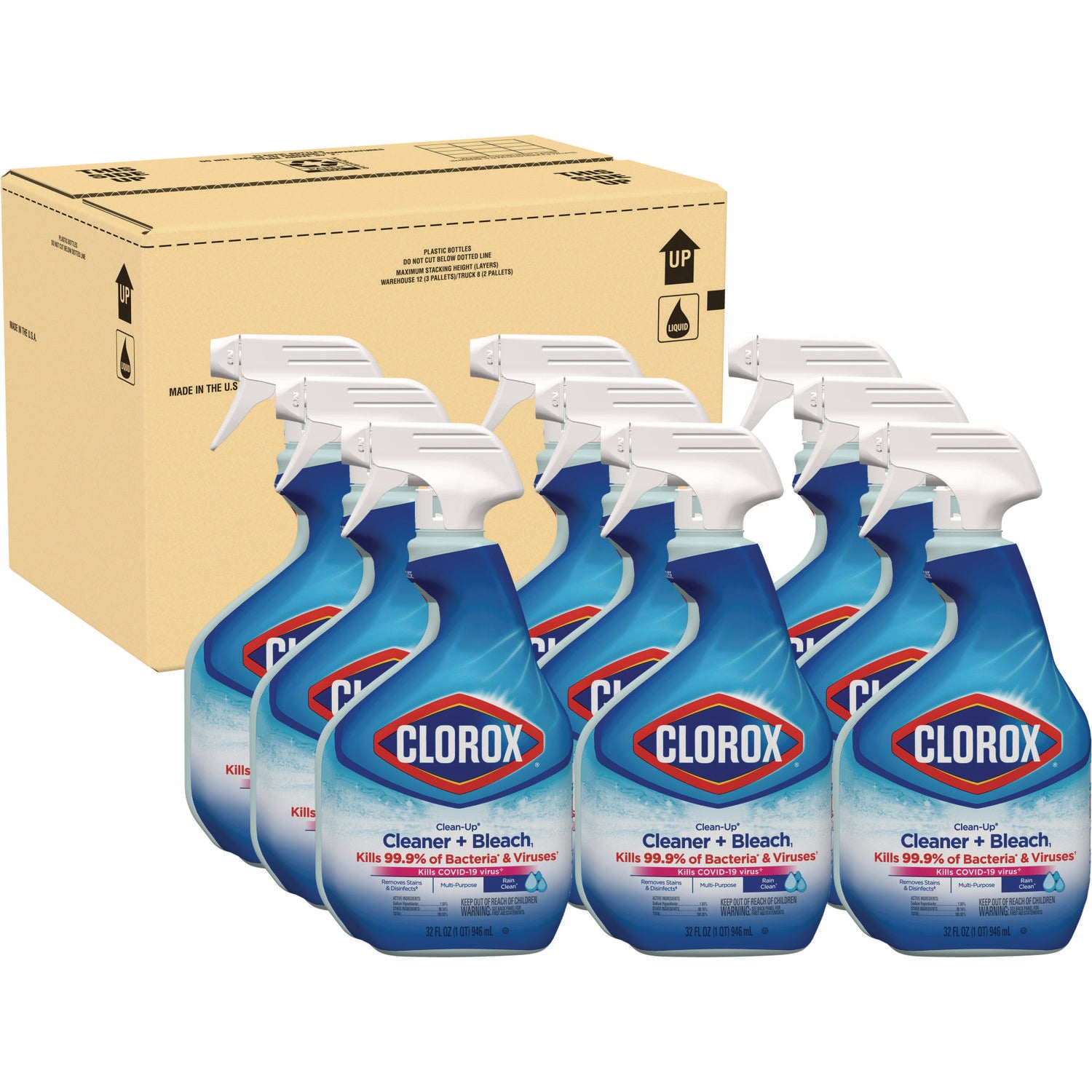Clean-Up Cleaner + Bleach, 32 oz Spray Bottle, Fresh Scent, 9/Carton - 1