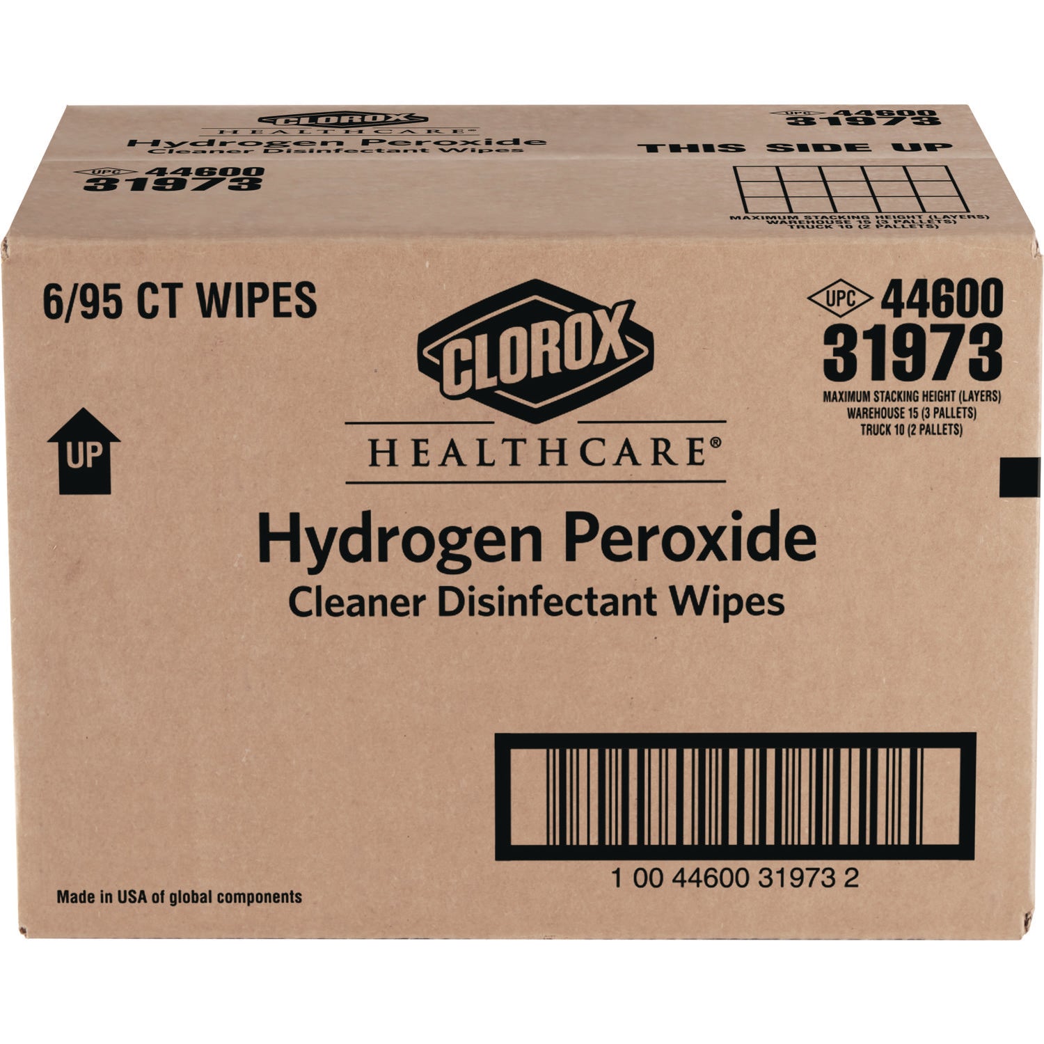 Hydrogen Peroxide Cleaner Disinfectant Wipes, 9 x 6.75, Unscented, White, 95/Canister, 6 Canisters/Carton - 3