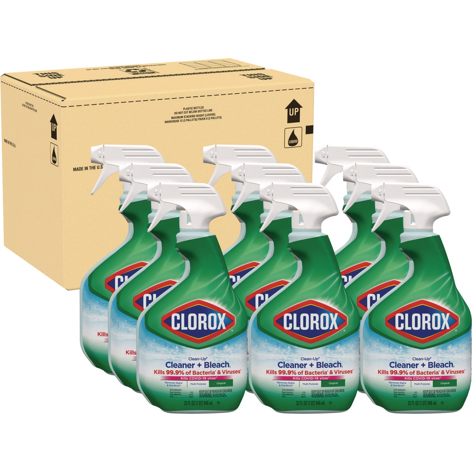 Clean-Up Cleaner + Bleach, Original, 32 oz Spray Bottle, 9/Carton - 1