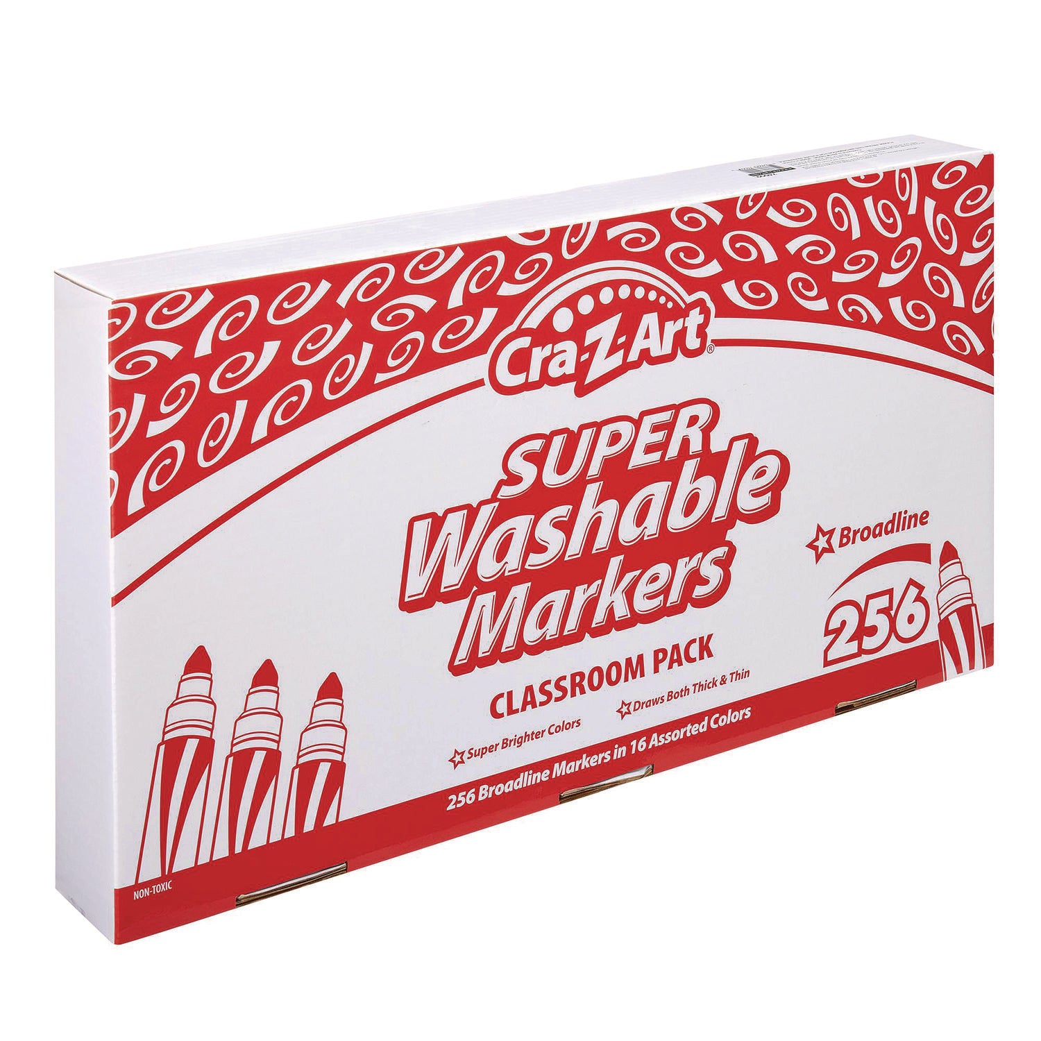 Super Washable Markers Classpack, Broad Bullet Tip, Assorted Colors, 256/Set