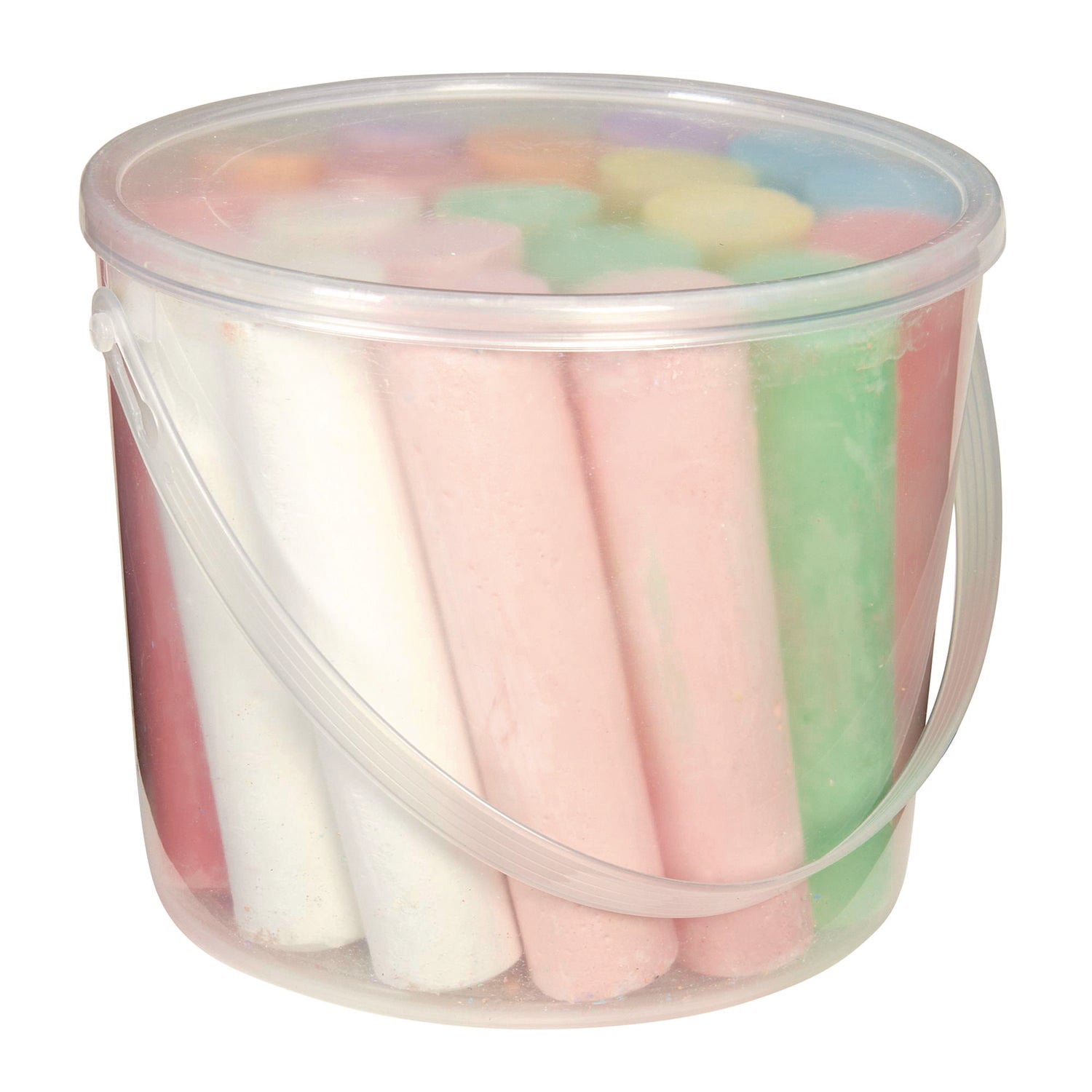 Washable Sidewalk Jumbo Chalk in Storage Bucket with Lid and Handle, 12.63", 20 Assorted Colors