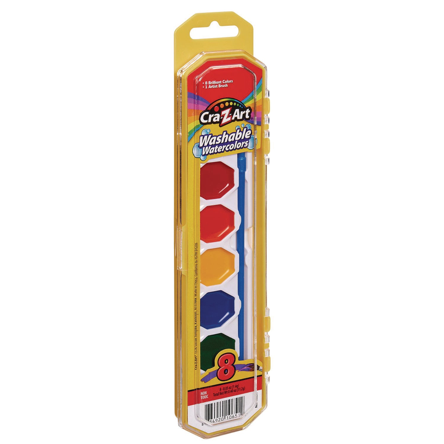 Washable Watercolors, 8 Assorted Colors, Palette Tray - 3