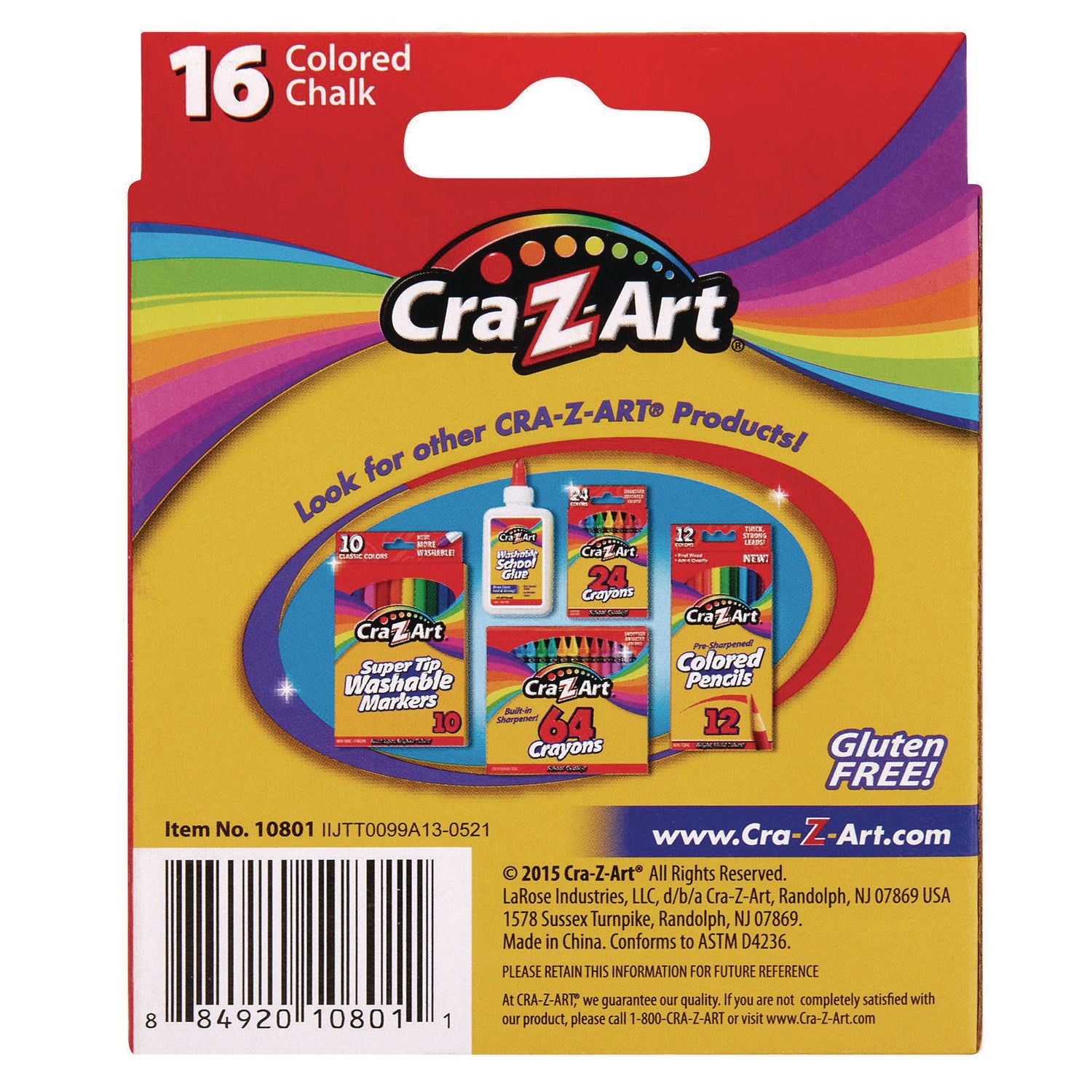 Colored Chalk, Assorted Colors, 16/Pack
