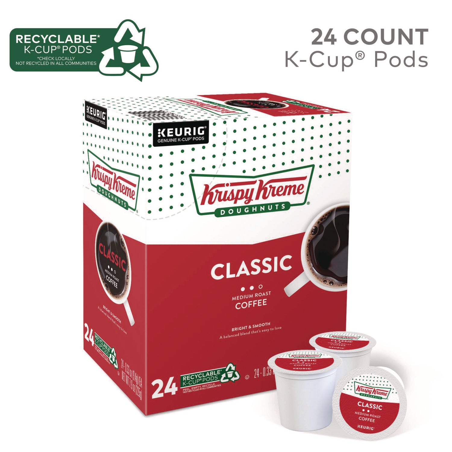 Classic Coffee K-Cups, Medium Roast, 24/Box - 6