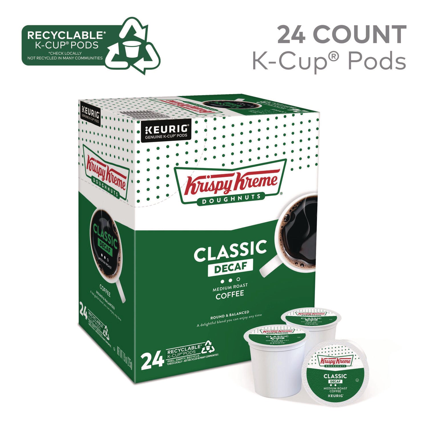 Classic Decaf Coffee K-Cups, Medium Roast, 24/Box - 6