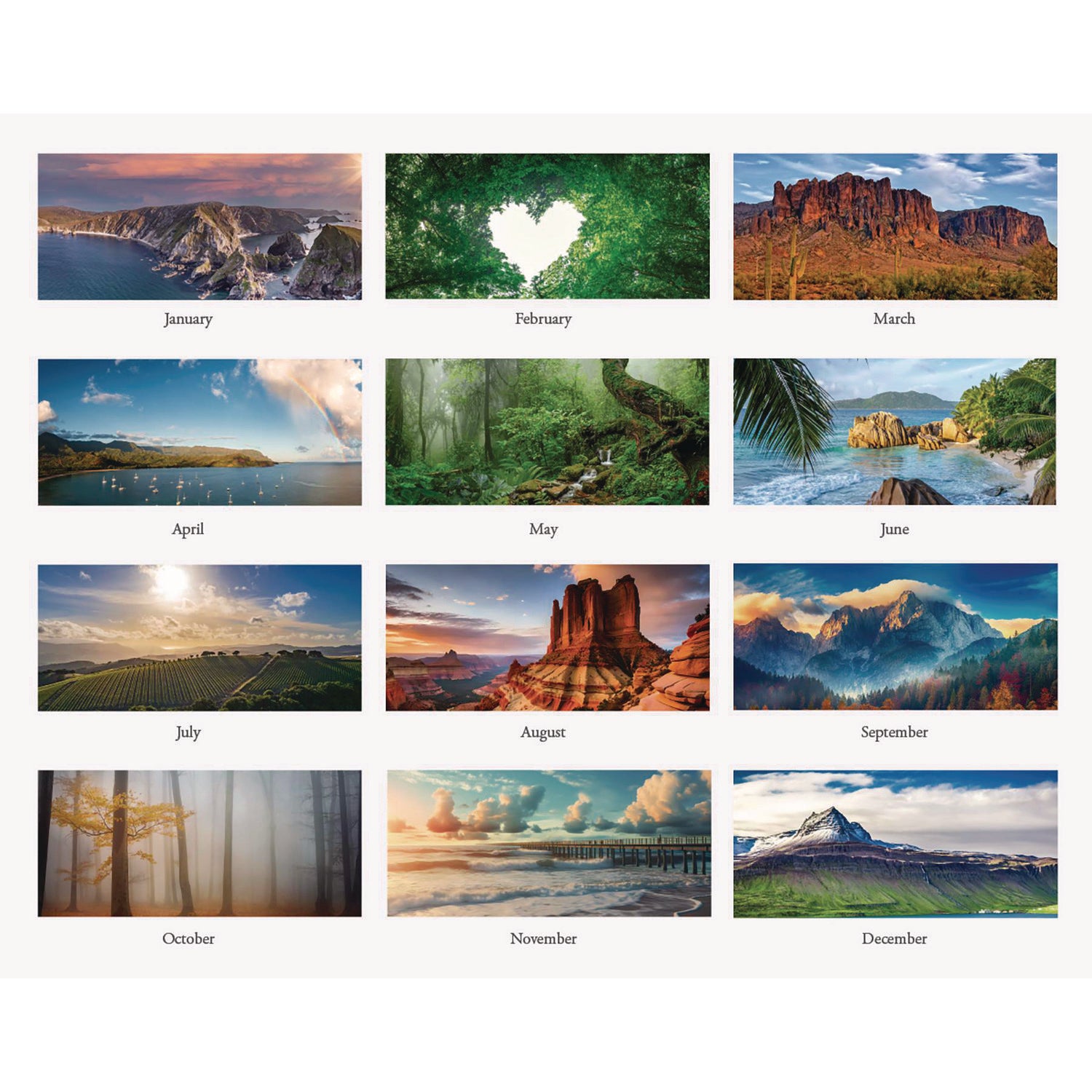 House of Doolittle Earthscapes Scenic Wall Calendars - Julian Dates - Monthly - 1 Year - January 2024 - December 2024 - 1 Month Single Page Layout - 12" x 16 1/2" Sheet Size - 2" x 1.63" Block - Wire Bound - White - Paper - Reference Calendar, Hangin - 3
