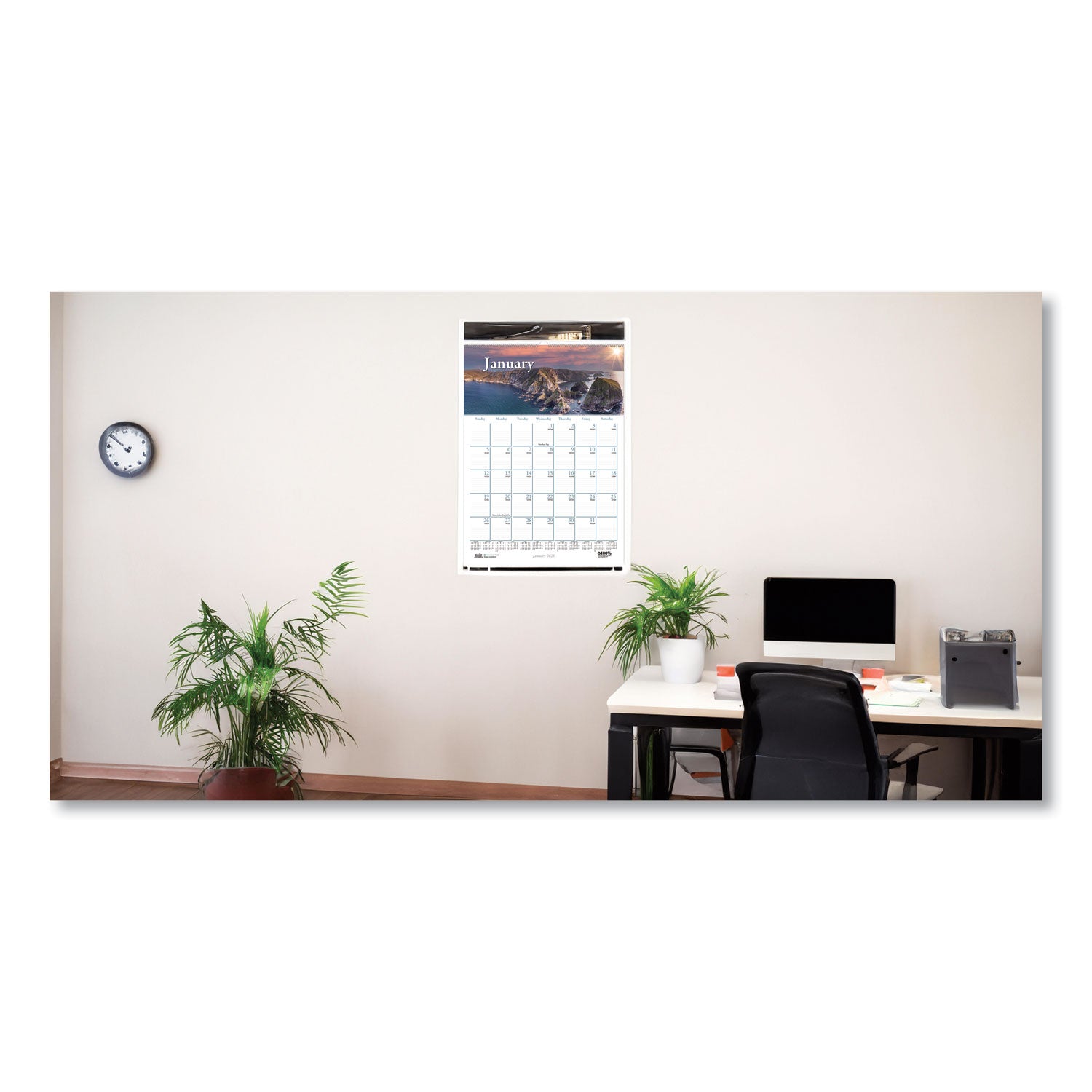 House of Doolittle Earthscapes Scenic Wall Calendars - Julian Dates - Monthly - 1 Year - January 2024 - December 2024 - 1 Month Single Page Layout - 12" x 16 1/2" Sheet Size - 2" x 1.63" Block - Wire Bound - White - Paper - Reference Calendar, Hangin - 4
