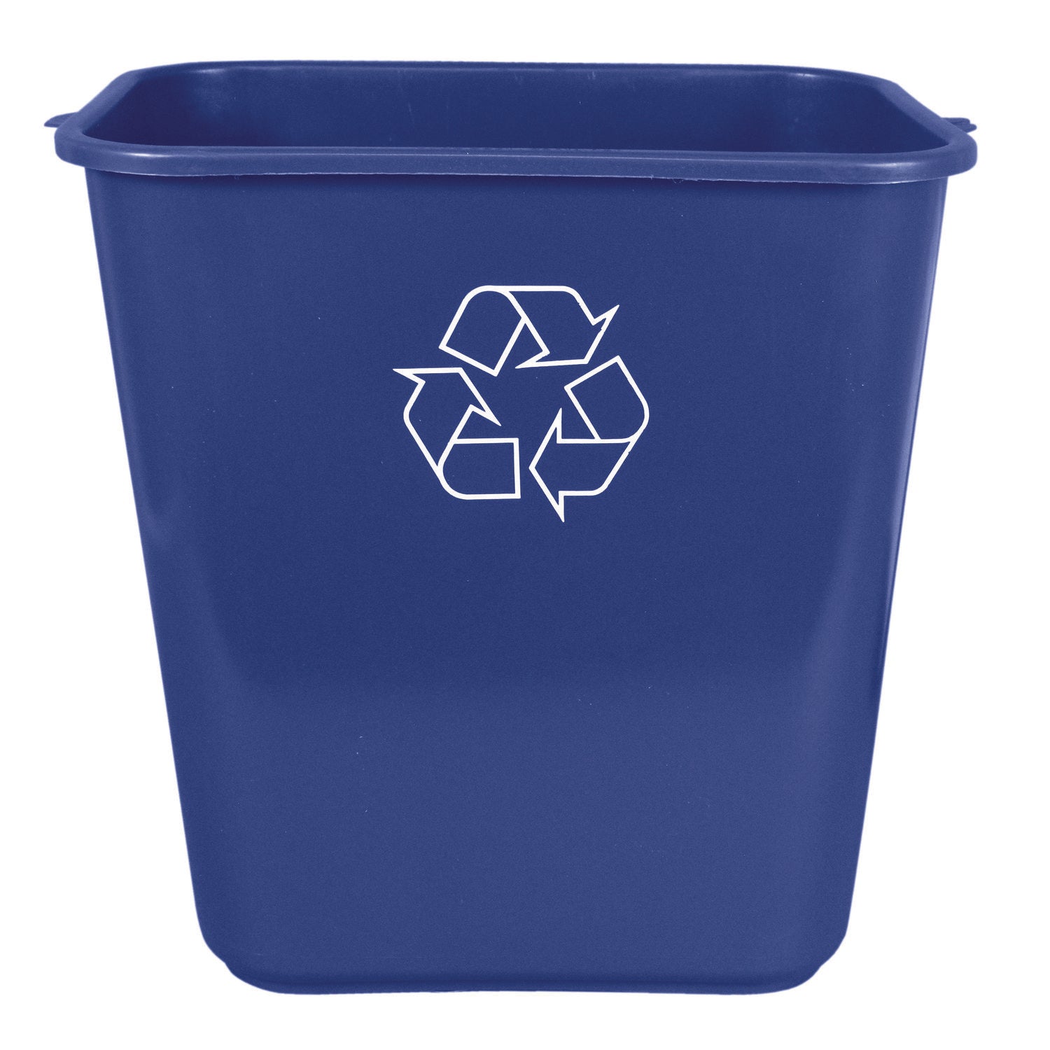Soft-Sided Recycle Logo Plastic Wastebasket, 28 qt, Polyethylene, Blue - 2