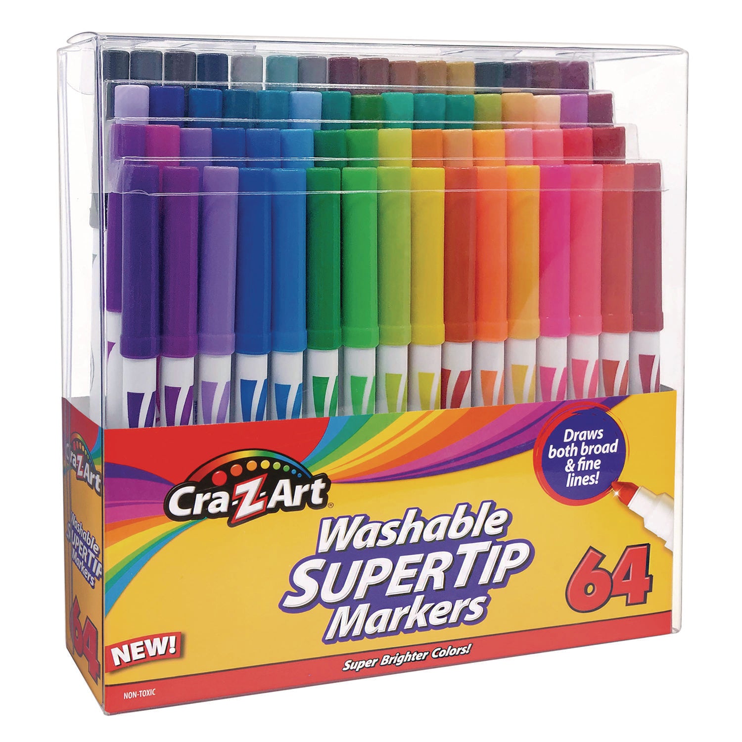 Washable SuperTip Markers, Fine/Broad Bullet Tips, Assorted Colors, 64/Set - 3