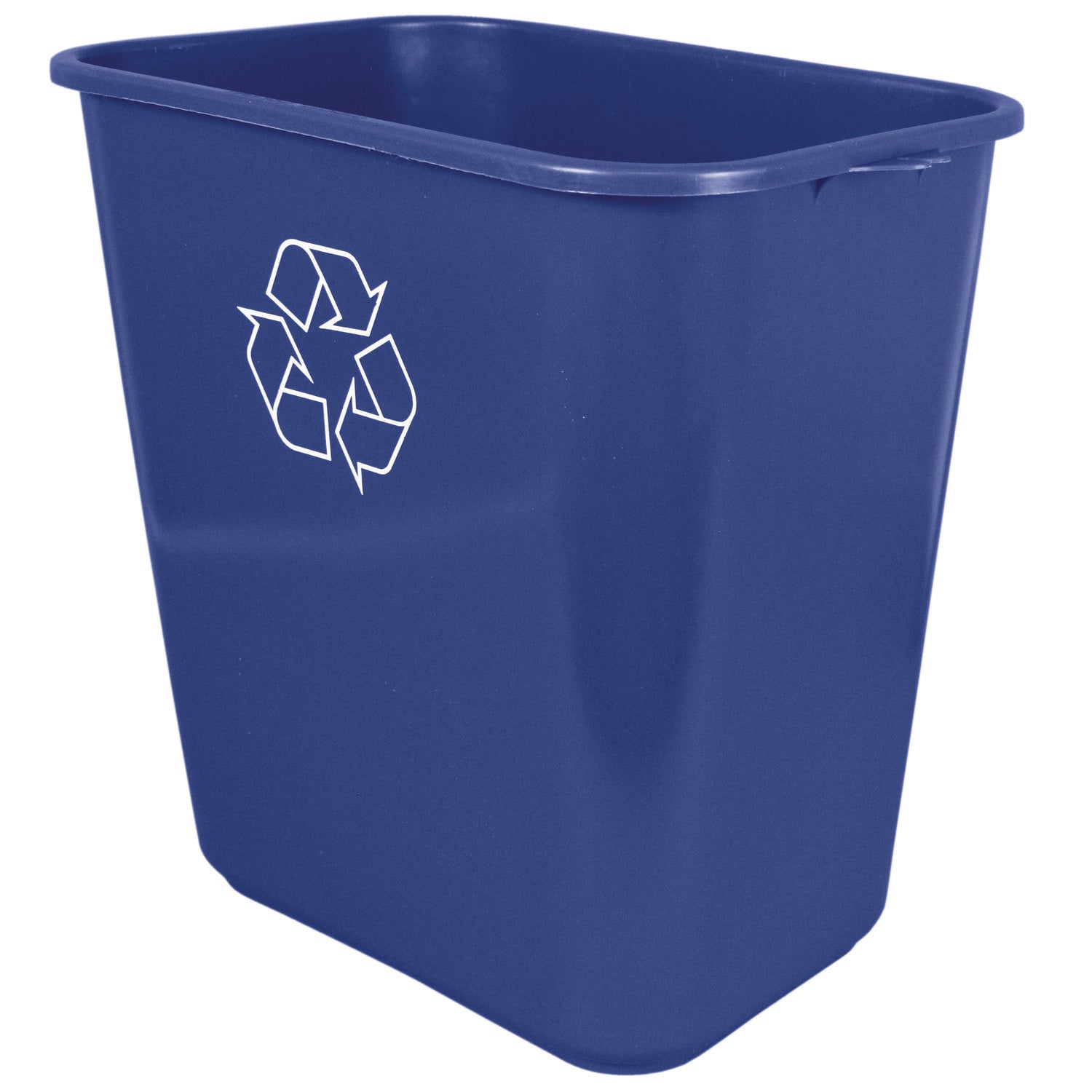 Soft-Sided Recycle Logo Plastic Wastebasket, 28 qt, Polyethylene, Blue - 3