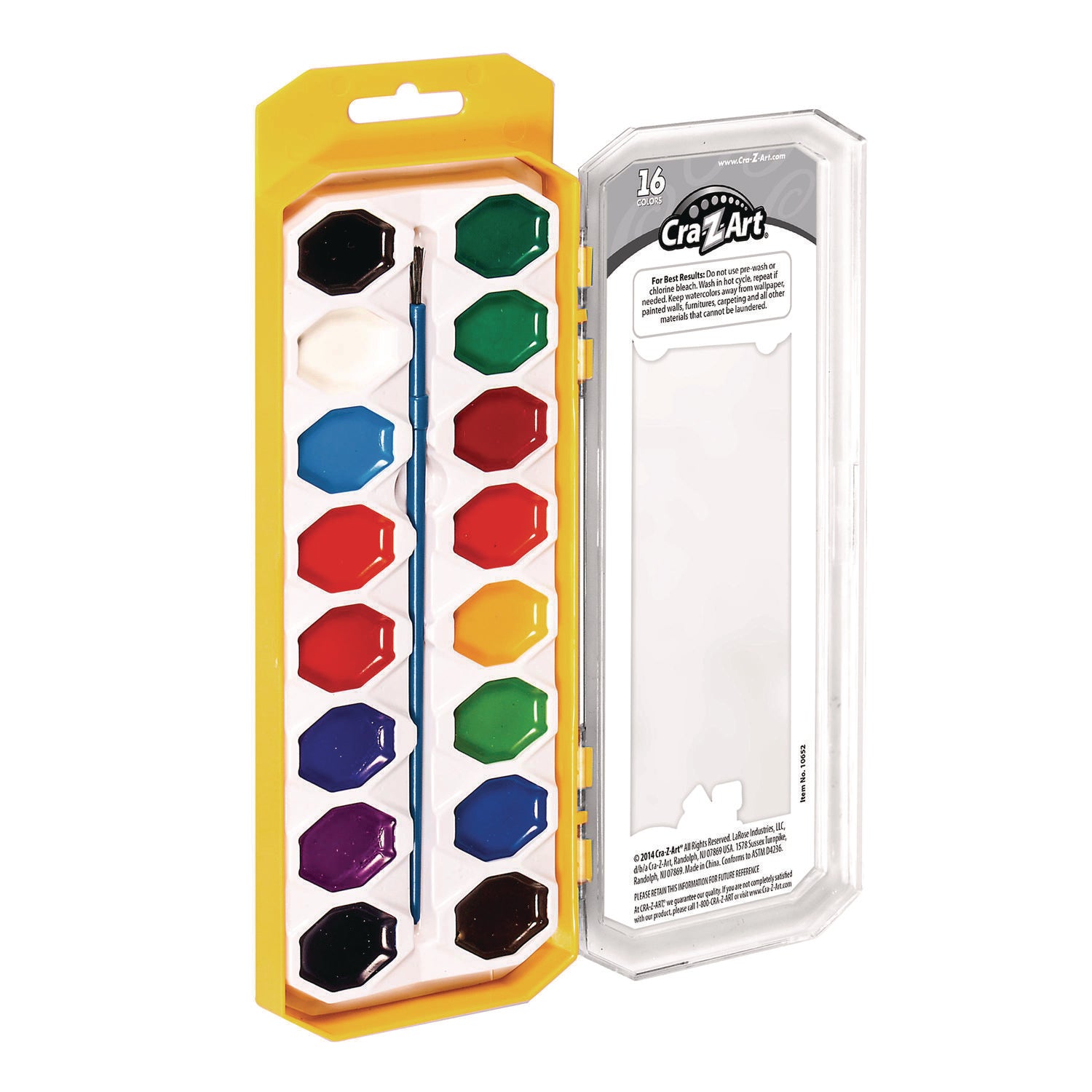 Washable Watercolors, 16 Assorted Colors, Palette Tray - 3