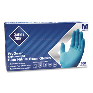 Safety Zone Powder Free Blue Nitrile Gloves - Medium Size - Blue - Comfortable, Allergen-free, Silicone-free, Latex-free, Textured - For Cleaning, Dishwashing, Food, Janitorial Use, Painting, Pet Care - 9.65" Glove Length