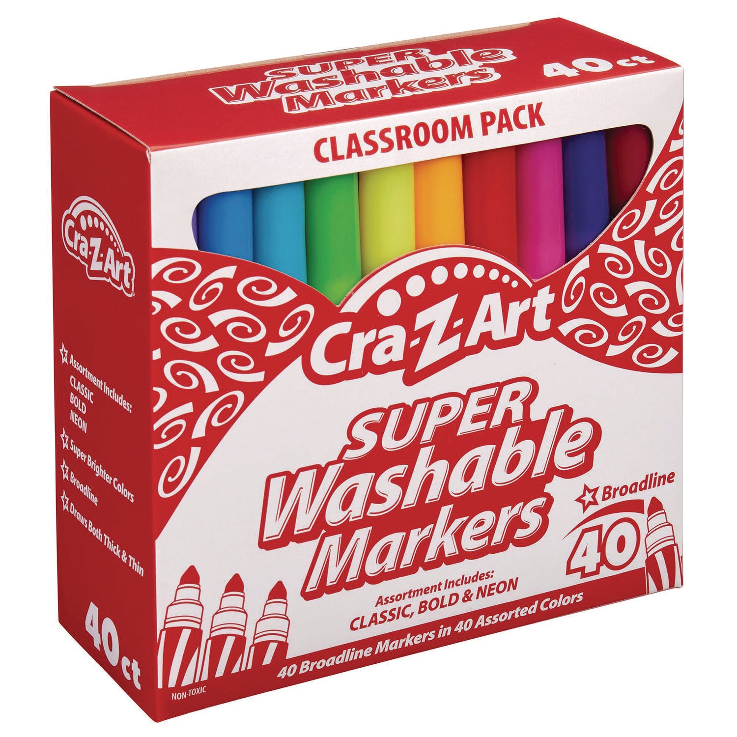 Super Washable Markers, Broad Bullet Tip, Assorted Colors, 40/Set - 3