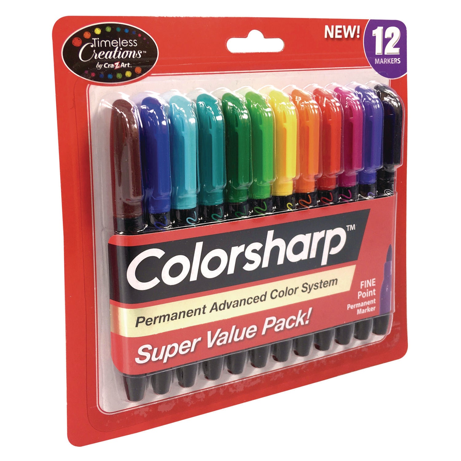 Colorsharp Permanent Markers, Fine Bullet Tip, Assorted Colors, 12/Set - 3