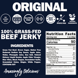 Beef Jerky, Original, 1 oz Bag, 12 Bags/Carton