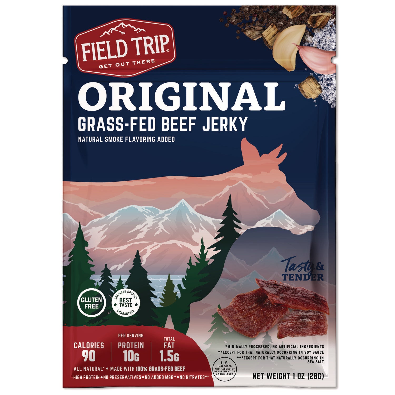 Beef Jerky, Original, 1 oz Bag, 12 Bags/Carton - 1