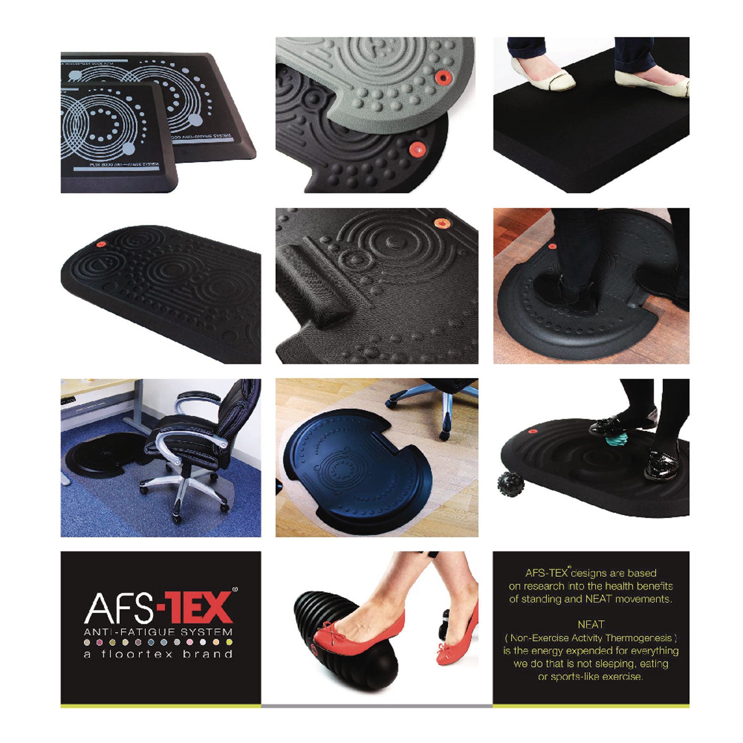 AFS-TEX Dynamic Foot Rest, 16w x 7d x 7h, Midnight Black - 8