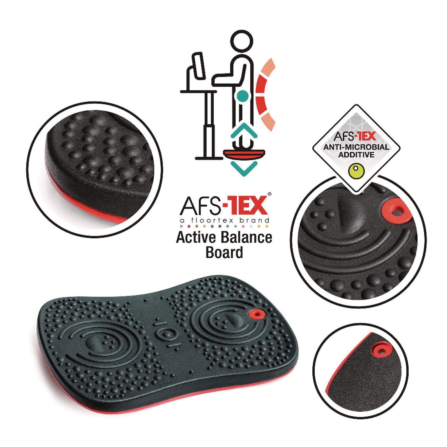 AFS-TEX Active Balance Board, 14w x 20d x 2.5h, Black - 7