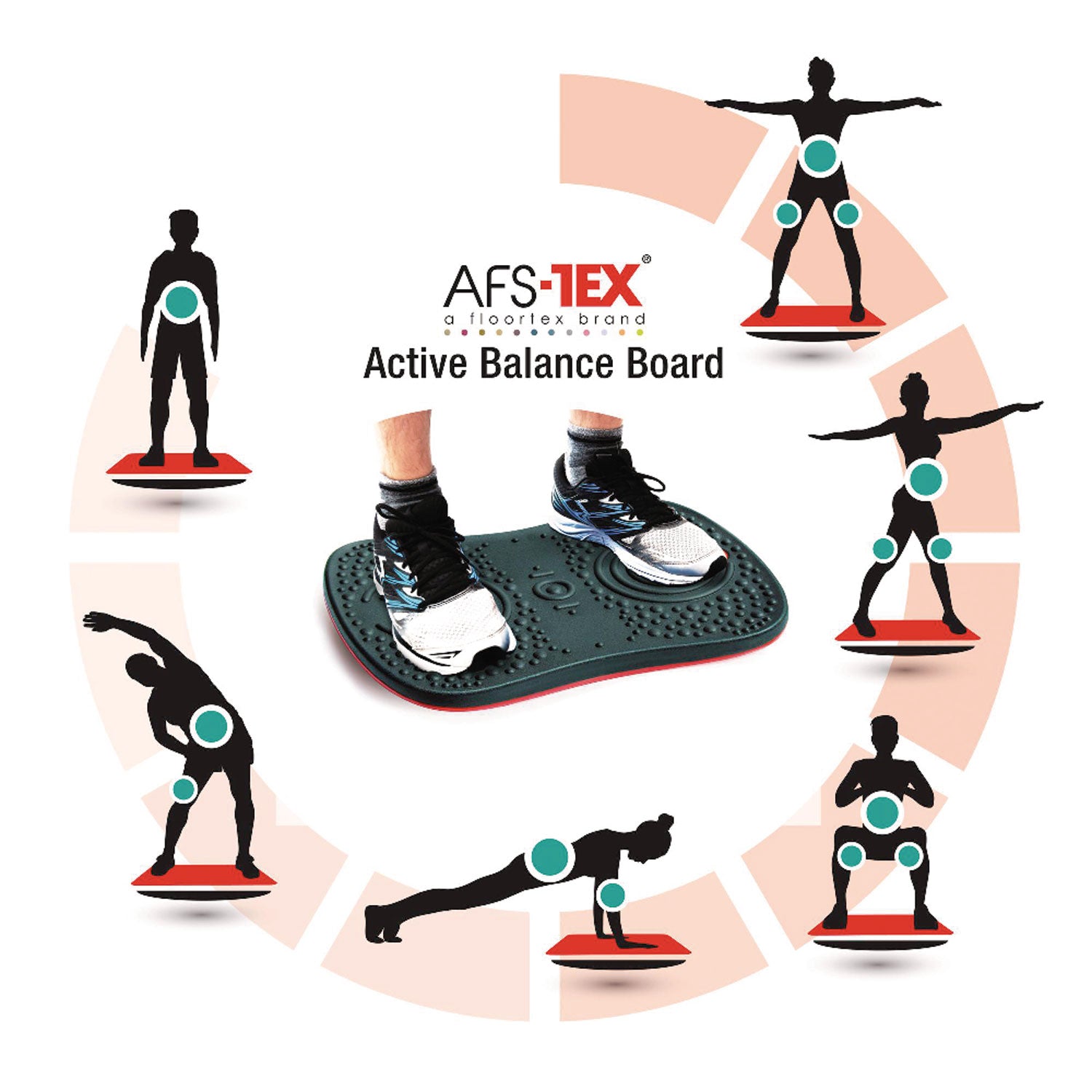 AFS-TEX Active Balance Board, 14w x 20d x 2.5h, Black - 5