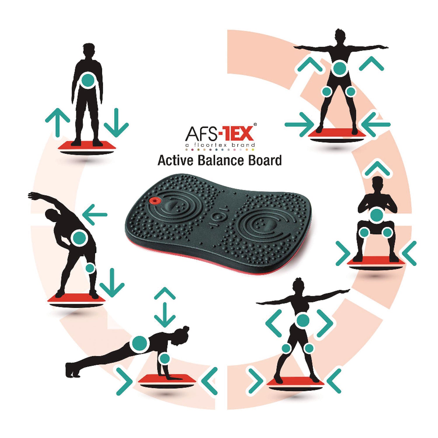 AFS-TEX Active Balance Board, 14w x 20d x 2.5h, Black - 6