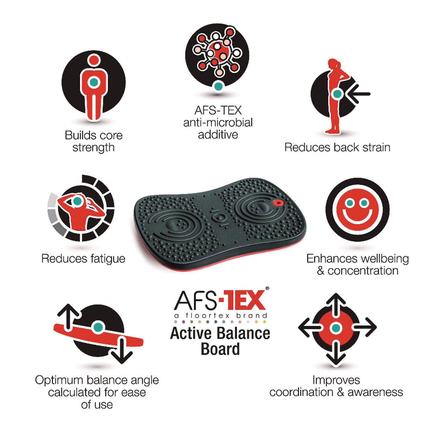 AFS-TEX Active Balance Board, 14w x 20d x 2.5h, Black - 8