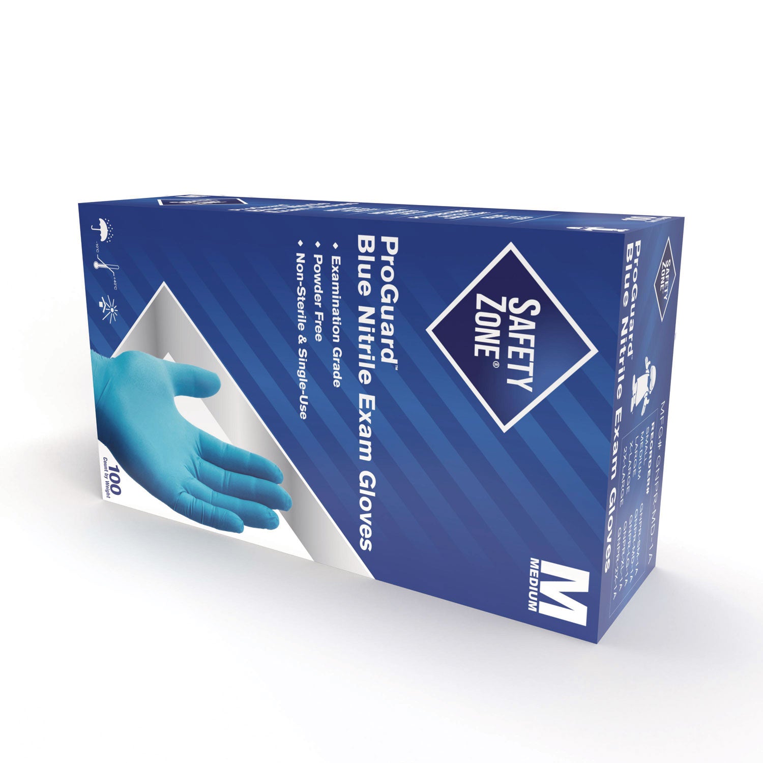 Safety Zone Powder Free Blue Nitrile Gloves - Medium Size - Blue - Comfortable, Allergen-free, Silicone-free, Latex-free, Textured - For Cleaning, Dishwashing, Food, Janitorial Use, Painting, Pet Care - 9.65" Glove Length