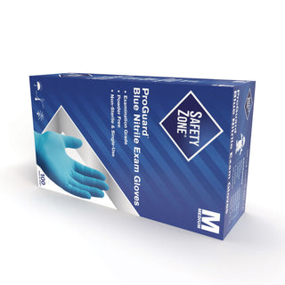 Safety Zone Powder Free Blue Nitrile Gloves - Medium Size - Blue - Comfortable, Allergen-free, Silicone-free, Latex-free, Textured - For Cleaning, Dishwashing, Food, Janitorial Use, Painting, Pet Care - 9.65" Glove Length