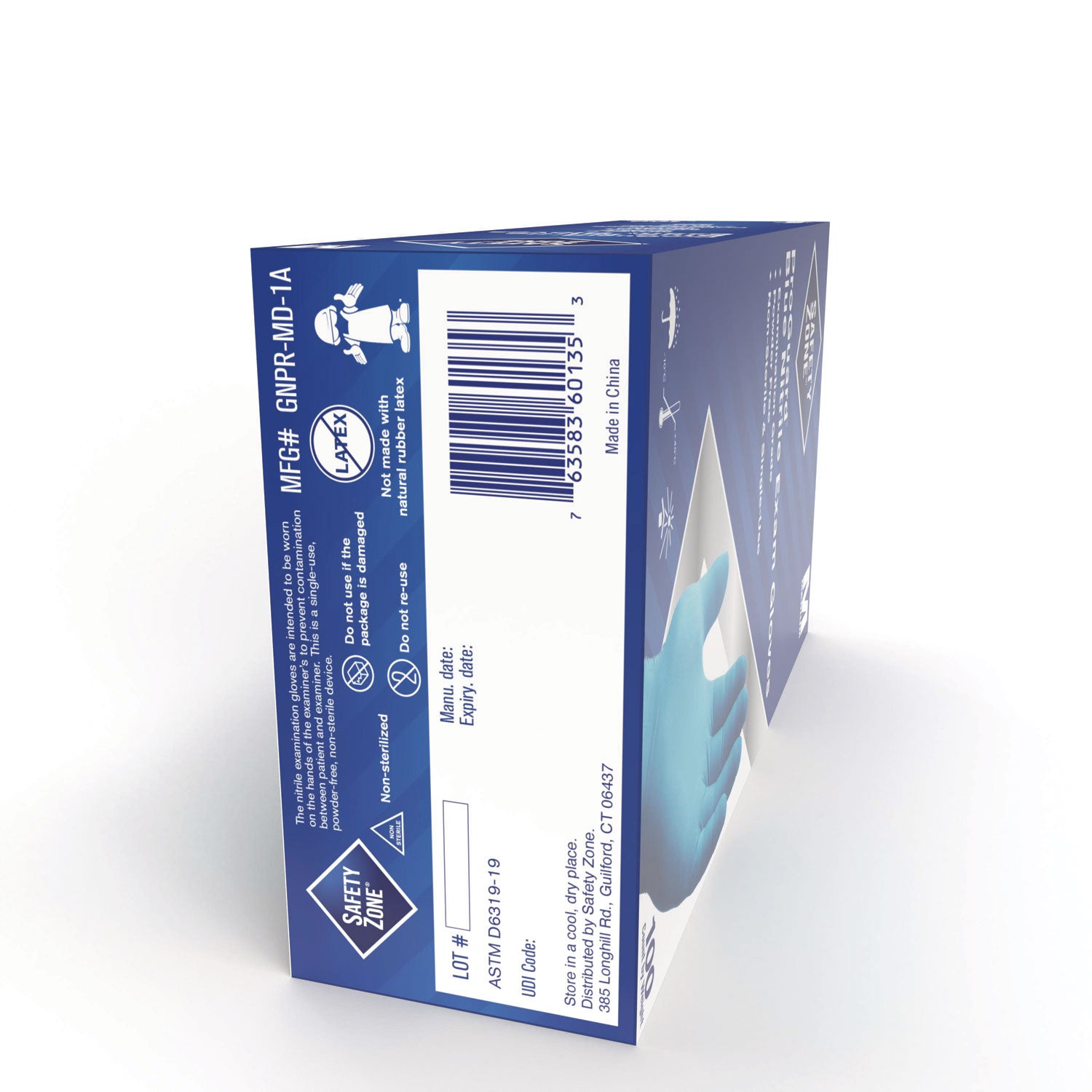 Safety Zone Powder Free Blue Nitrile Gloves - Medium Size - Blue - Comfortable, Allergen-free, Silicone-free, Latex-free, Textured - For Cleaning, Dishwashing, Food, Janitorial Use, Painting, Pet Care - 9.65" Glove Length