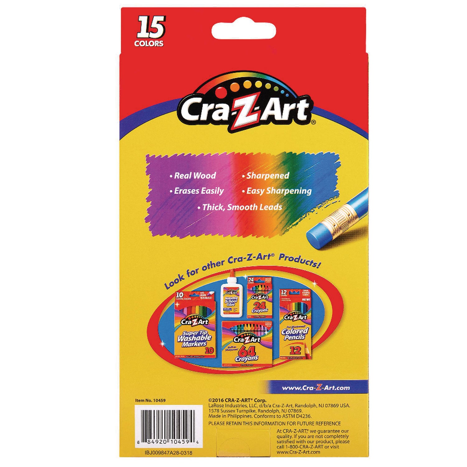Erasable Colored Pencils, 15 Assorted Lead and Barrel Colors, 15/Set - 2