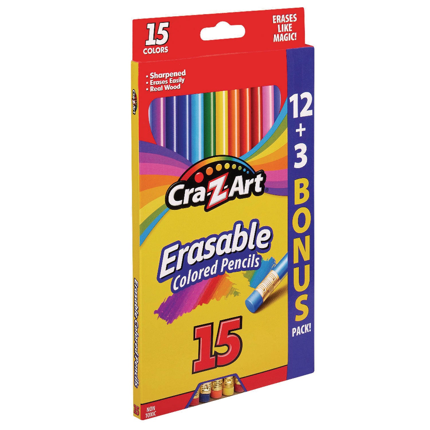 Erasable Colored Pencils, 15 Assorted Lead and Barrel Colors, 15/Set - 3