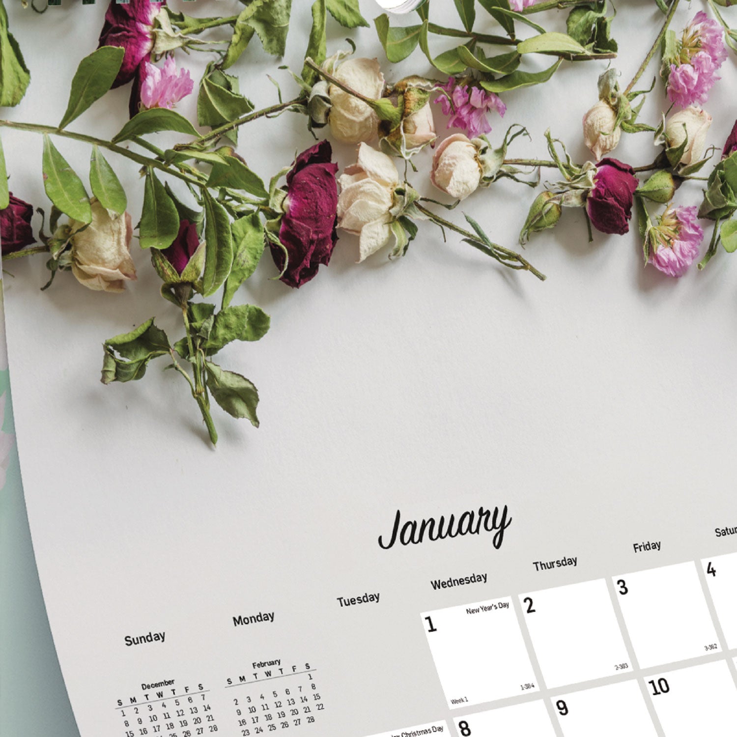 Romantic Wall Calendar, Romantic Floral Photography, 12 x 17, Multicolor/White Sheets, 12-Month (Jan to Dec): 2024