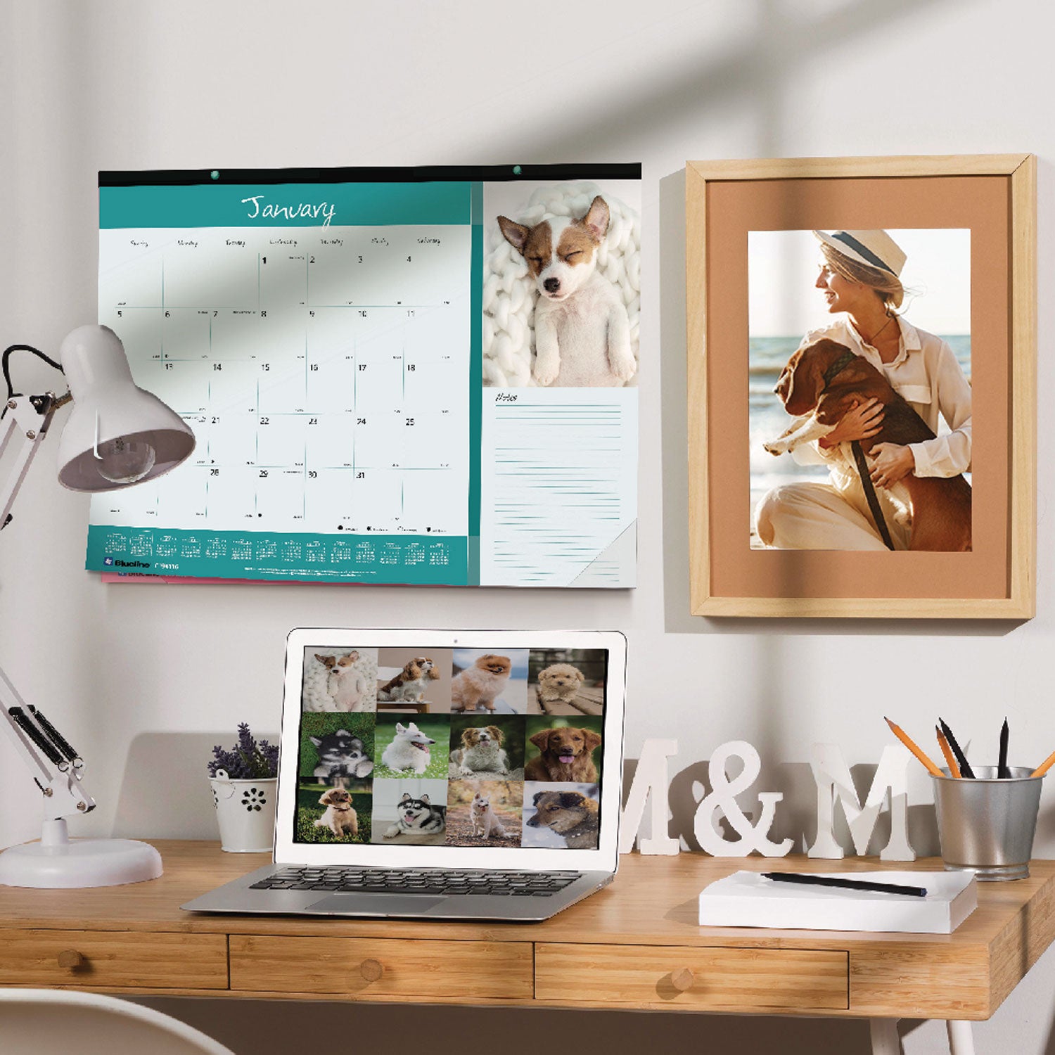 Pets Collection Monthly Desk Pad, Puppies Photography, 22 x 17, Black Binding, Clear Corners, 12-Month (Jan to Dec): 2024 - 8