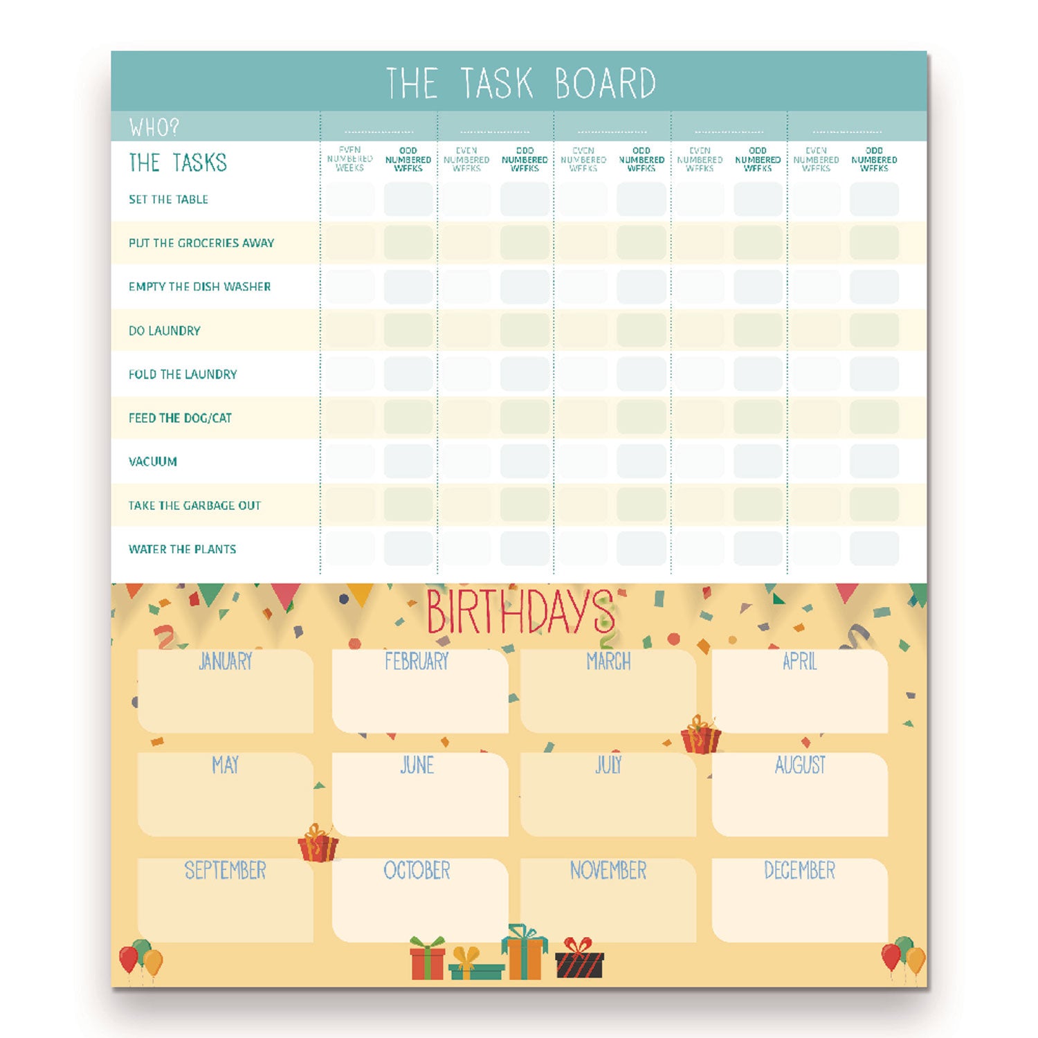 Fridge Planner Magnetized Monthly Calendar with Pads + Pencil, 14 x 13.5, Yellow/Green Sheets, 16-Month (Sept-Dec): 2024-2025 - 8