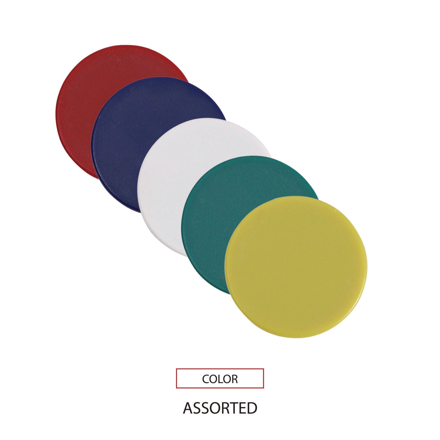 High-Intensity Assorted Magnets, Circles, Assorted Colors, 0.75", 1.25" and 1.5" Diameters, 30/Pack - 4