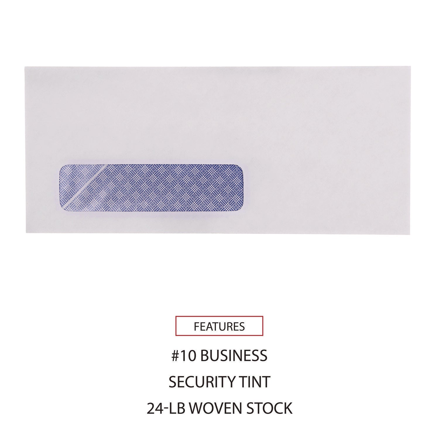 Open-Side Security Tint Business Envelope, 1 Window, #10, Commercial Flap, Gummed Closure, 4.13 x 9.5, White, 500/Box - 6