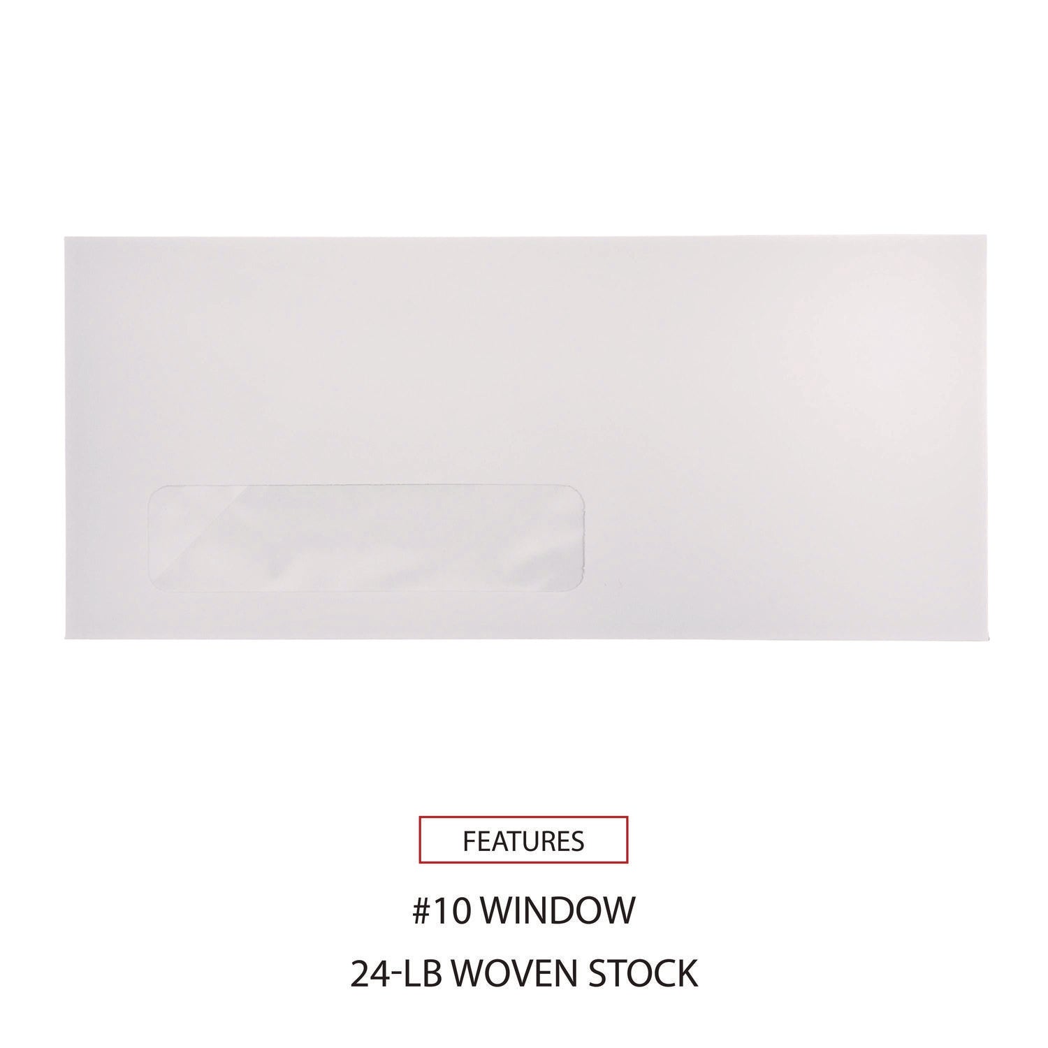 Open-Side Business Envelope, 1 Window, #10, Commercial Flap, Gummed Closure, 4.13 x 9.5, White, 500/Box - 6