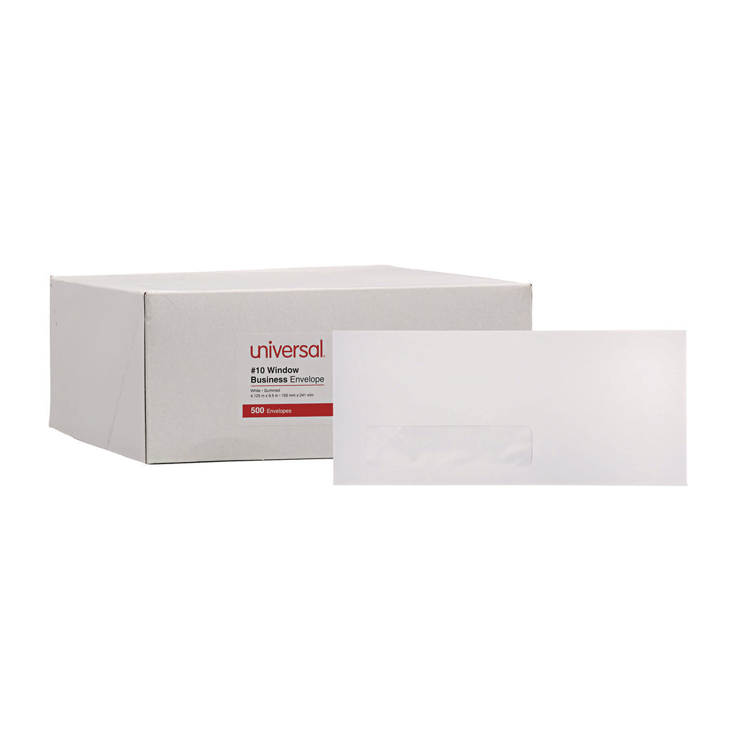 Open-Side Business Envelope, 1 Window, #10, Commercial Flap, Gummed Closure, 4.13 x 9.5, White, 500/Box - 1
