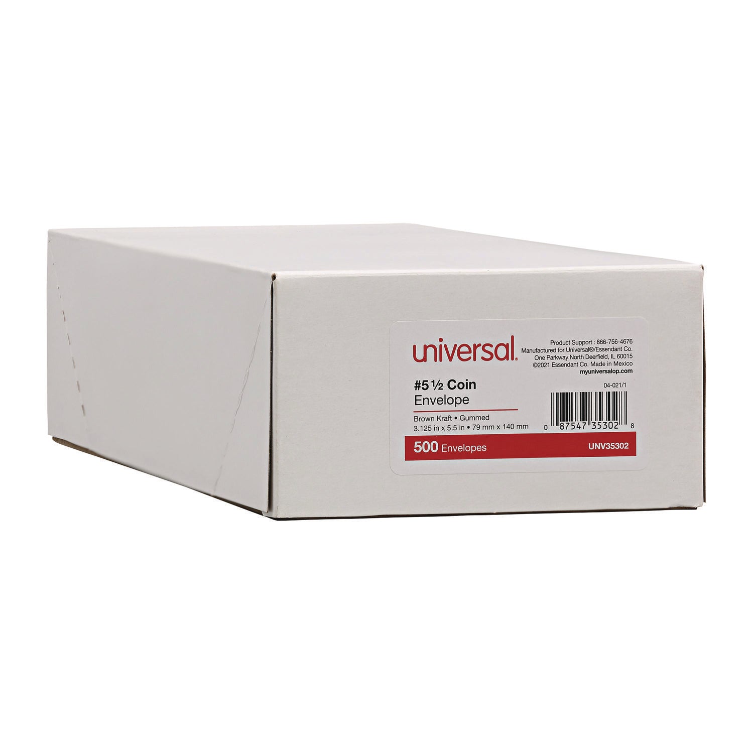 Kraft Coin Envelope, #5 1/2, Round Flap, Gummed Closure, 3.13 x 5.5, Light Brown Kraft, 500/Box