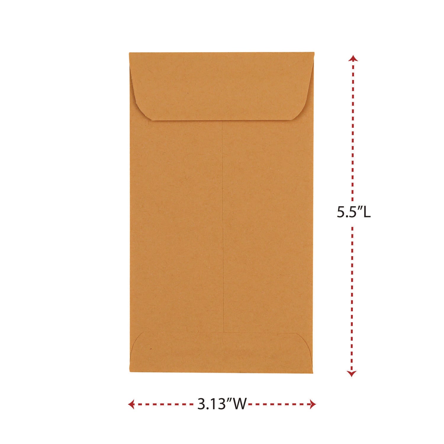 Kraft Coin Envelope, #5 1/2, Round Flap, Gummed Closure, 3.13 x 5.5, Light Brown Kraft, 500/Box - 4