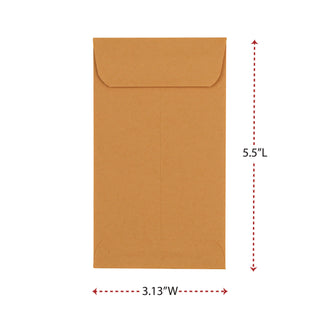 Kraft Coin Envelope, #5 1/2, Round Flap, Gummed Closure, 3.13 x 5.5, Light Brown Kraft, 500/Box