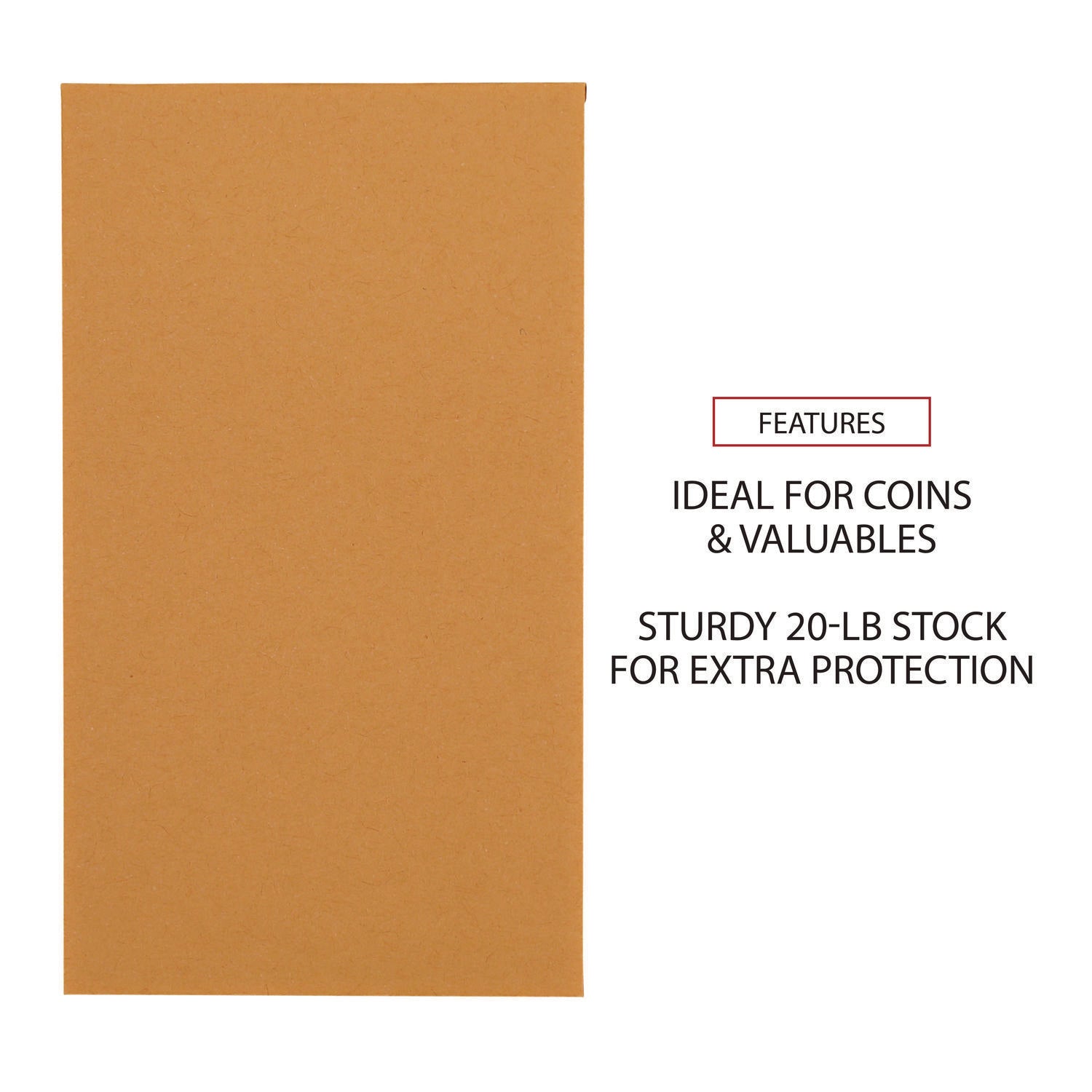 Kraft Coin Envelope, #5 1/2, Round Flap, Gummed Closure, 3.13 x 5.5, Light Brown Kraft, 500/Box - 7